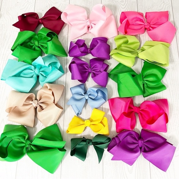 Big Bow Solid Color Bundle Of Hair Bows Clips - Picture 1 of 3